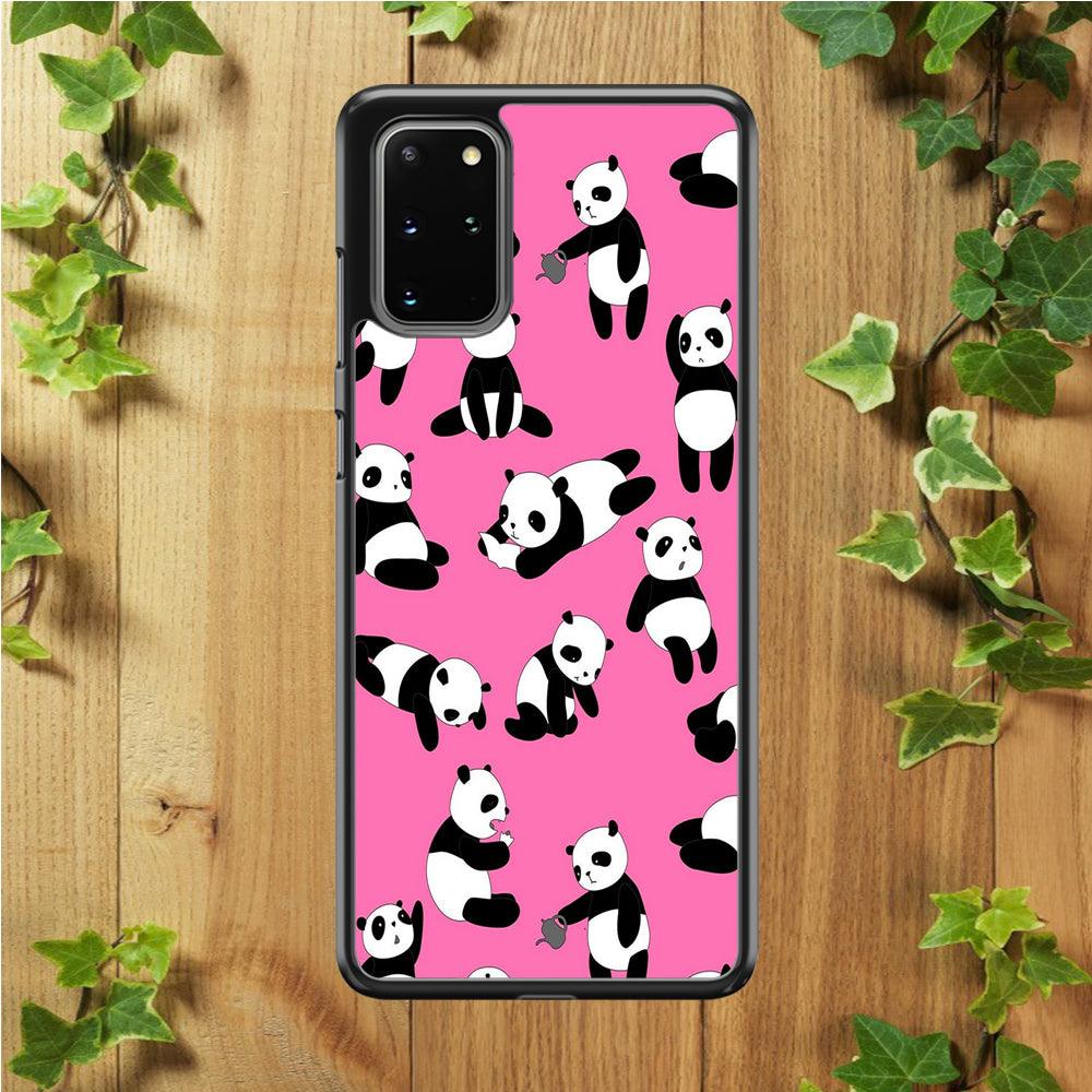 Cute Panda Samsung Galaxy S20 Plus Case-Rubber / White (2D Case)-Xtracase