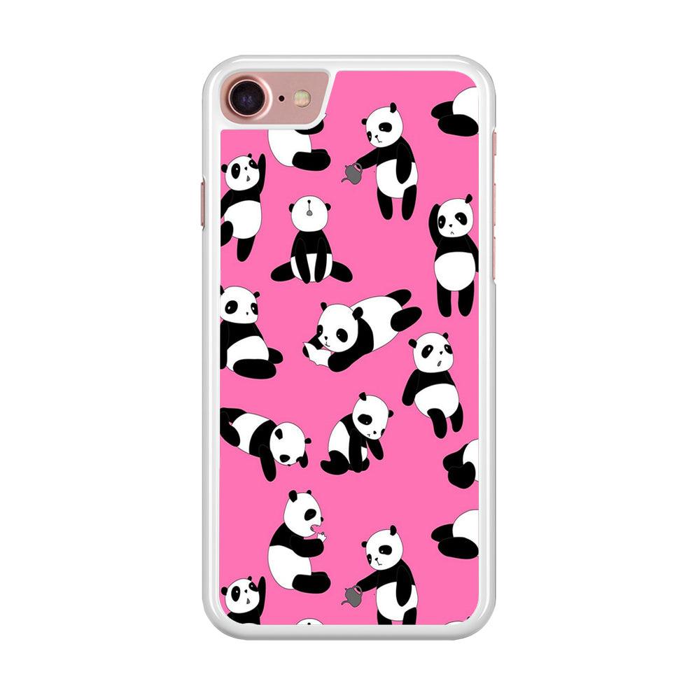 Cute Panda iPhone 7 Case-Rubber / White (2D Case)-Xtracase