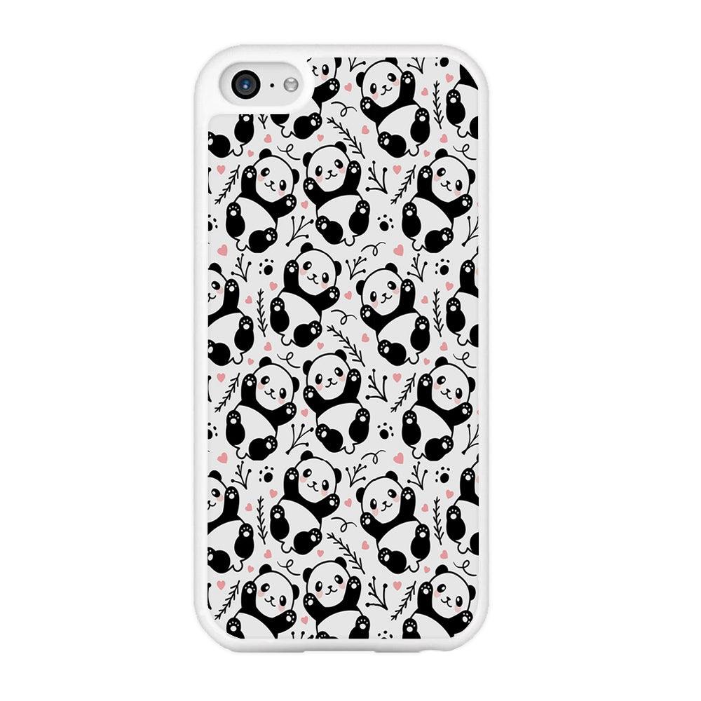 Cute Panda White Doodle iPhone 5 | 5s Case-Rubber / White (2D Case)-Xtracase