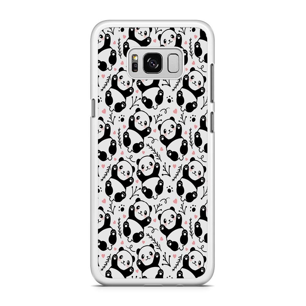 Cute Panda White Doodle Samsung Galaxy S8 Case-Rubber / White (2D Case)-Xtracase