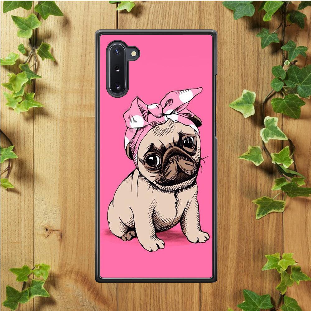 Cute Puppy Pink Samsung Galaxy Note 10 Case-Rubber / White (2D Case)-Xtracase