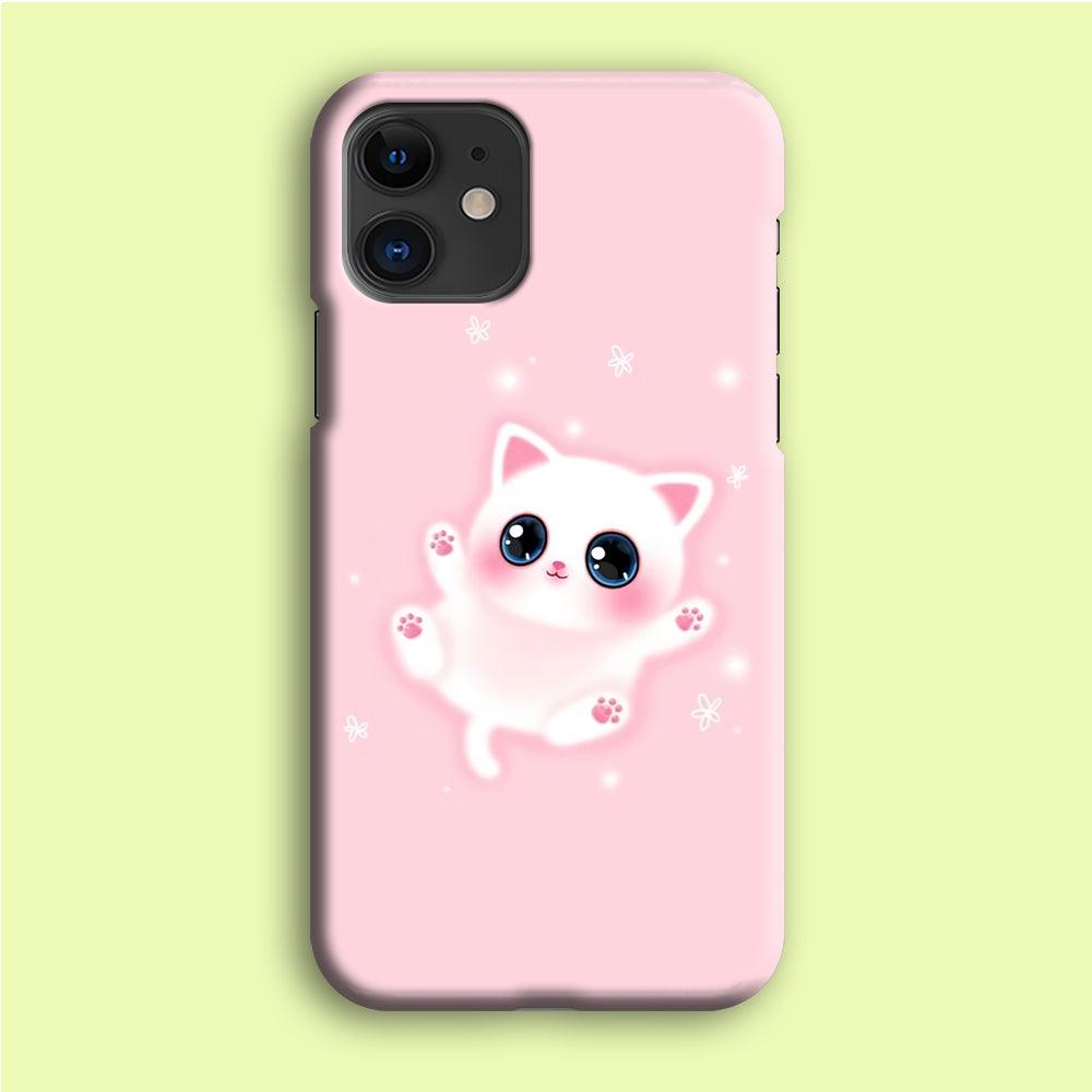 Cute White Kitten iPhone 12 Case-Plastic / Full Wrap (3D Case)-Xtracase