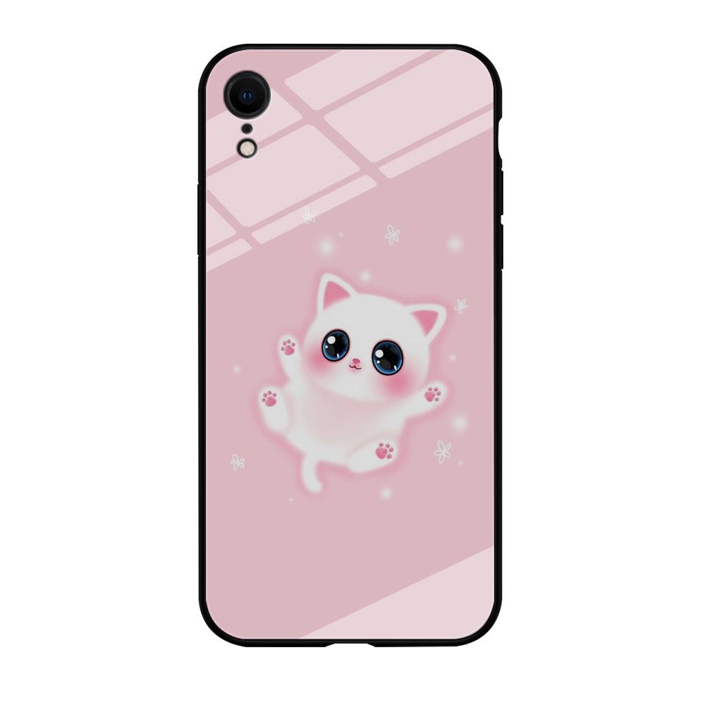 Cute White Kitten iPhone XR Case-Tempered Glass Case-Xtracase