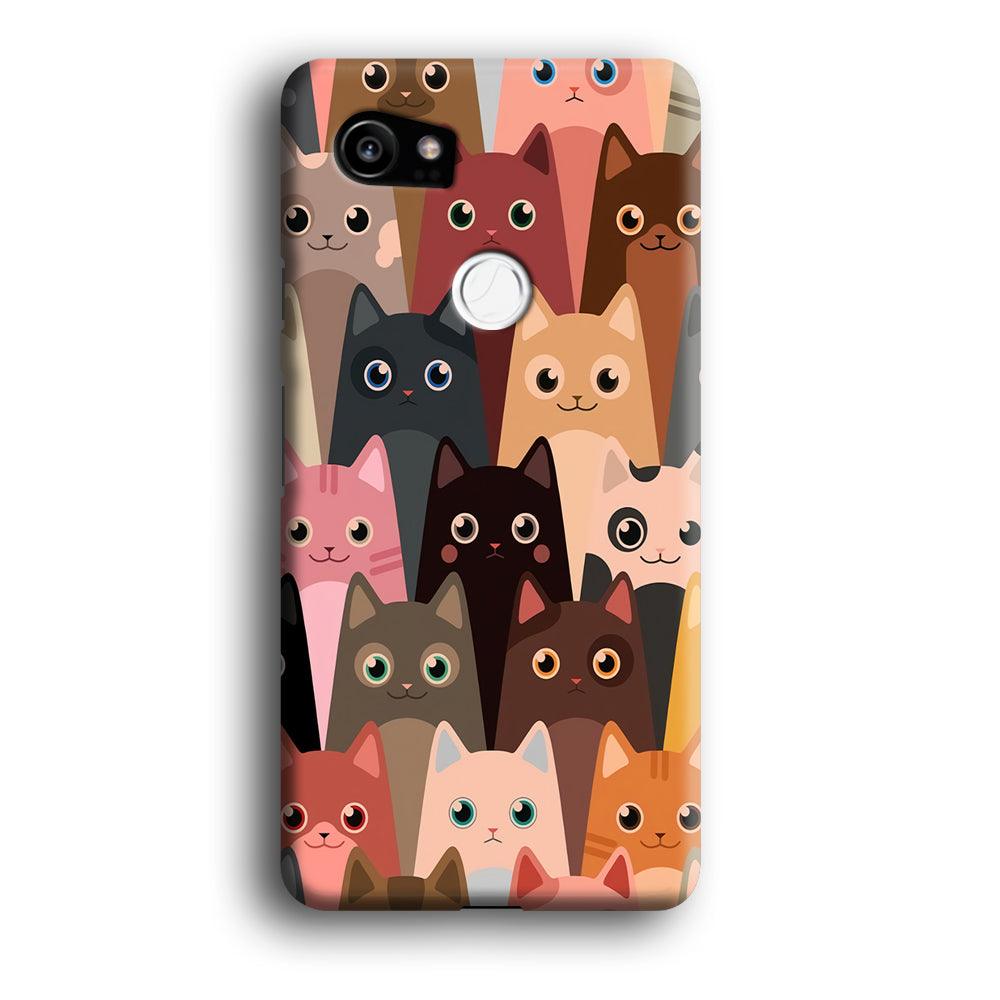 Cute Cat Doodle Google Pixel 2 XL 3D Case-Xtracase
