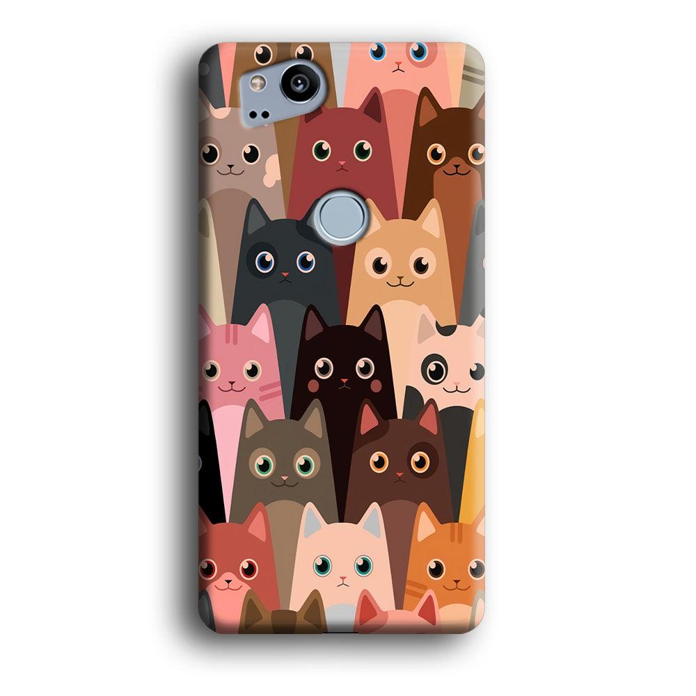 Cute Cat Doodle Google Pixel 2 3D Case-Xtracase