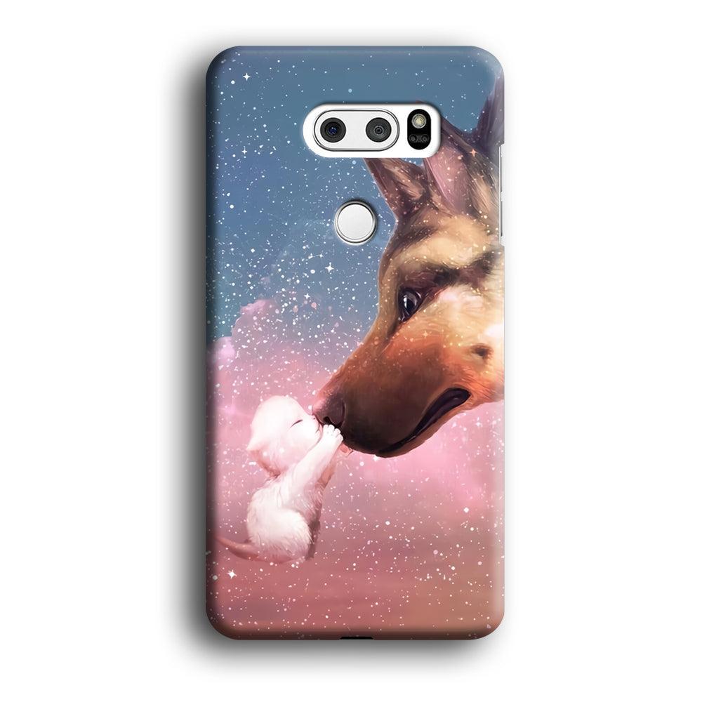 Cute Cat Kiss Dog LG V30 3D Case-Xtracase