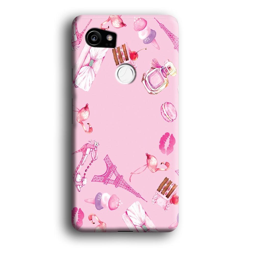 Cute Girly Pink Doodle Google Pixel 2 XL 3D Case-Xtracase