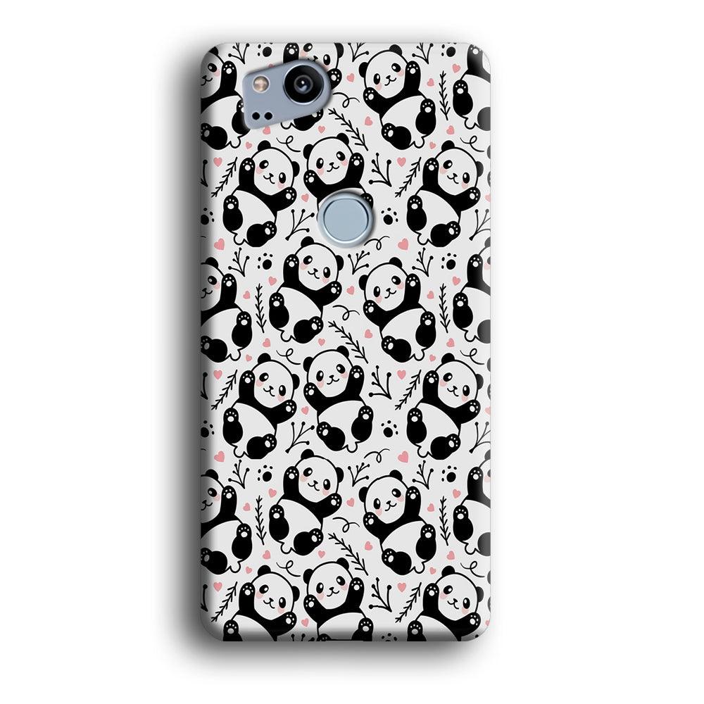 Cute Panda White Doodle Google Pixel 2 3D Case-Xtracase