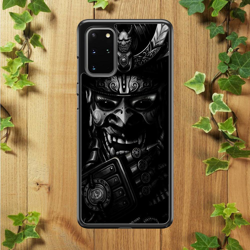 Dark Samurai Smile Mask Samsung Galaxy S20 Plus Case-Rubber / Black (2D Case)-Xtracase