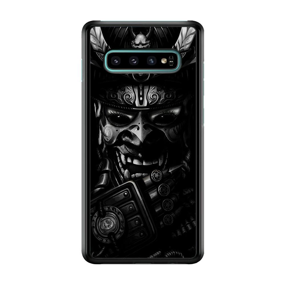 Dark Samurai Smile Mask Samsung Galaxy S10 Case-Rubber / Black (2D Case)-Xtracase