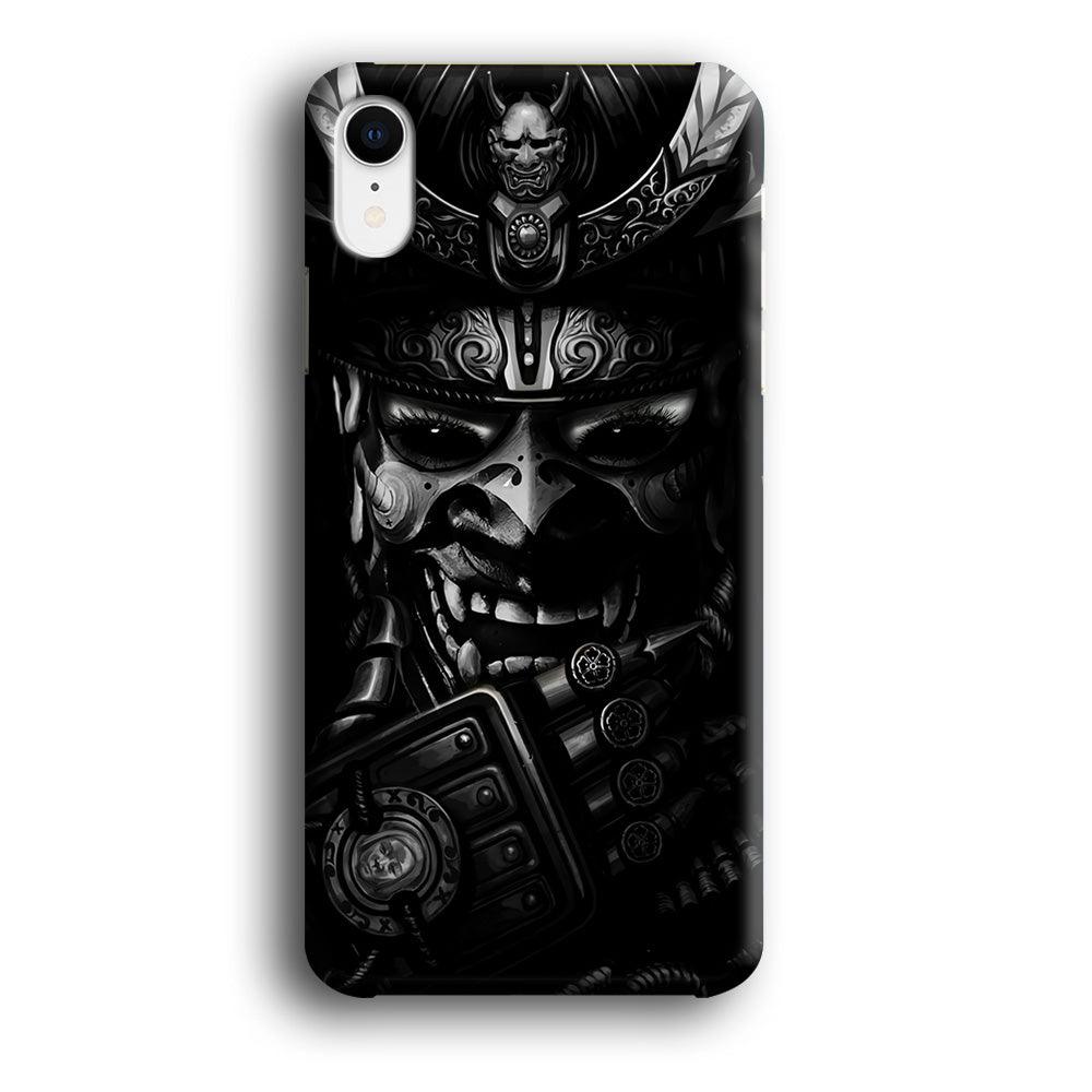 Dark Samurai Smile Mask iPhone XR Case-Plastic / Full Wrap (3D Case)-Xtracase