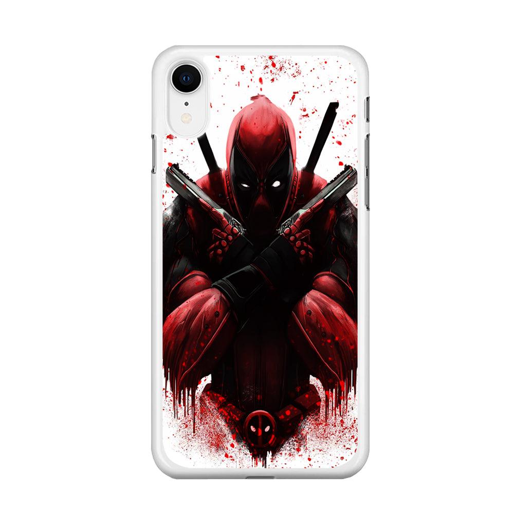 Deadpool Holds Two Guns iPhone XR Case-Rubber / White (2D Case)-Xtracase
