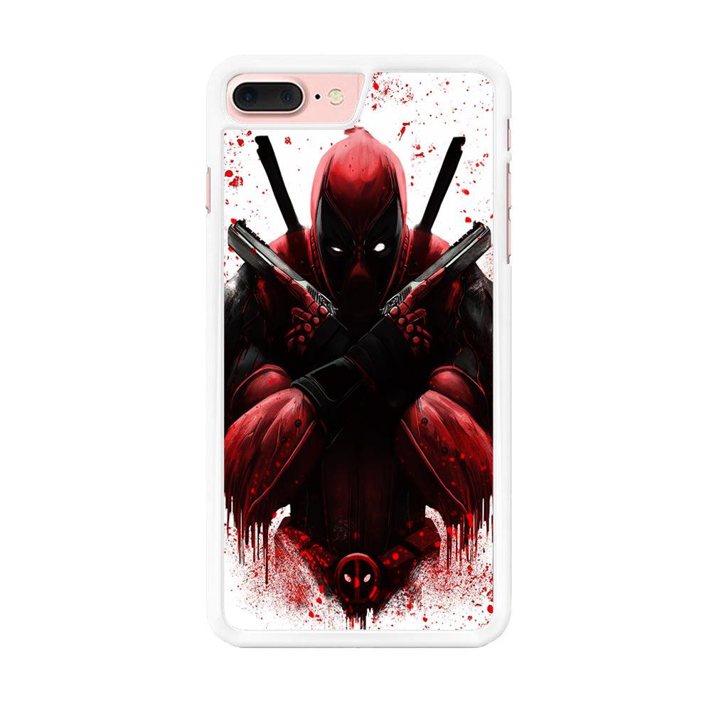 Deadpool Holds Two Guns iPhone 8 Plus Case-Rubber / White (2D Case)-Xtracase