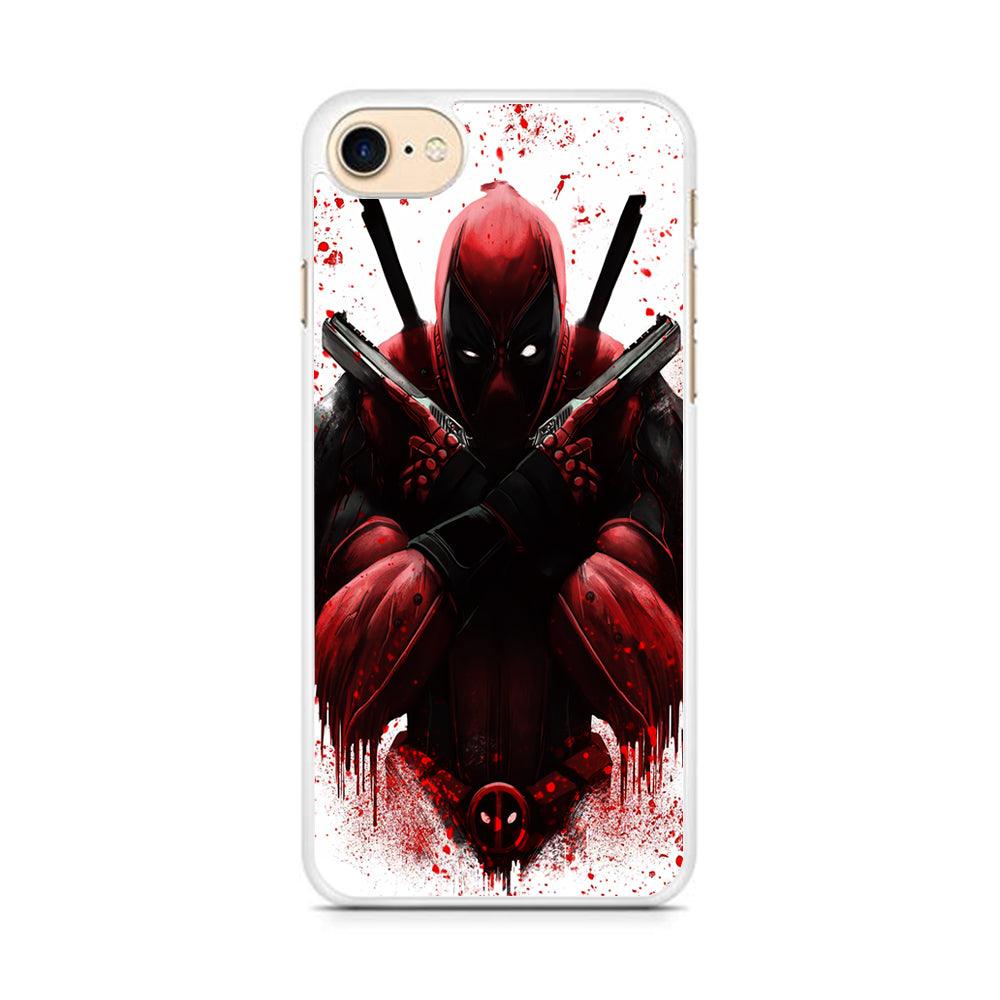 Deadpool Holds Two Guns iPhone 8 Case-Rubber / White (2D Case)-Xtracase