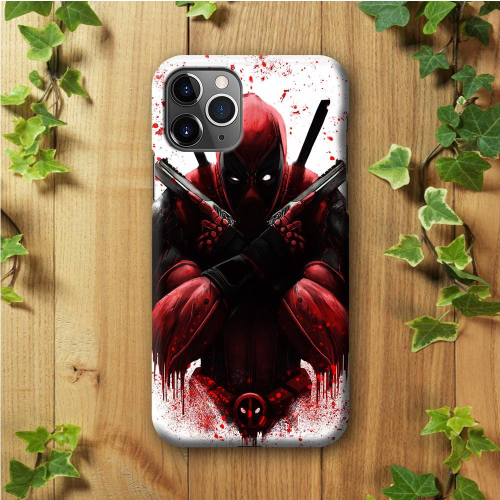 Deadpool Holds Two Guns iPhone 11 Pro Max Case-Plastic / Full Wrap (3D Case)-Xtracase