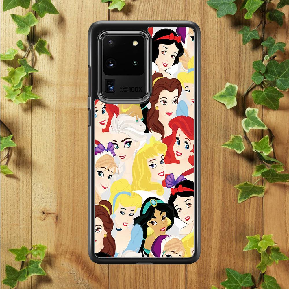 Disney Princess Collage Samsung Galaxy S20 Ultra Case-Rubber / White (2D Case)-Xtracase