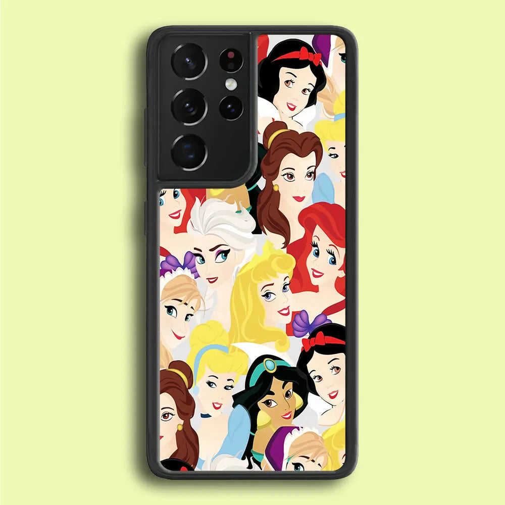 Disney Princess Collage Samsung Galaxy S21 Ultra Case-Rubber / White (2D Case)-Xtracase