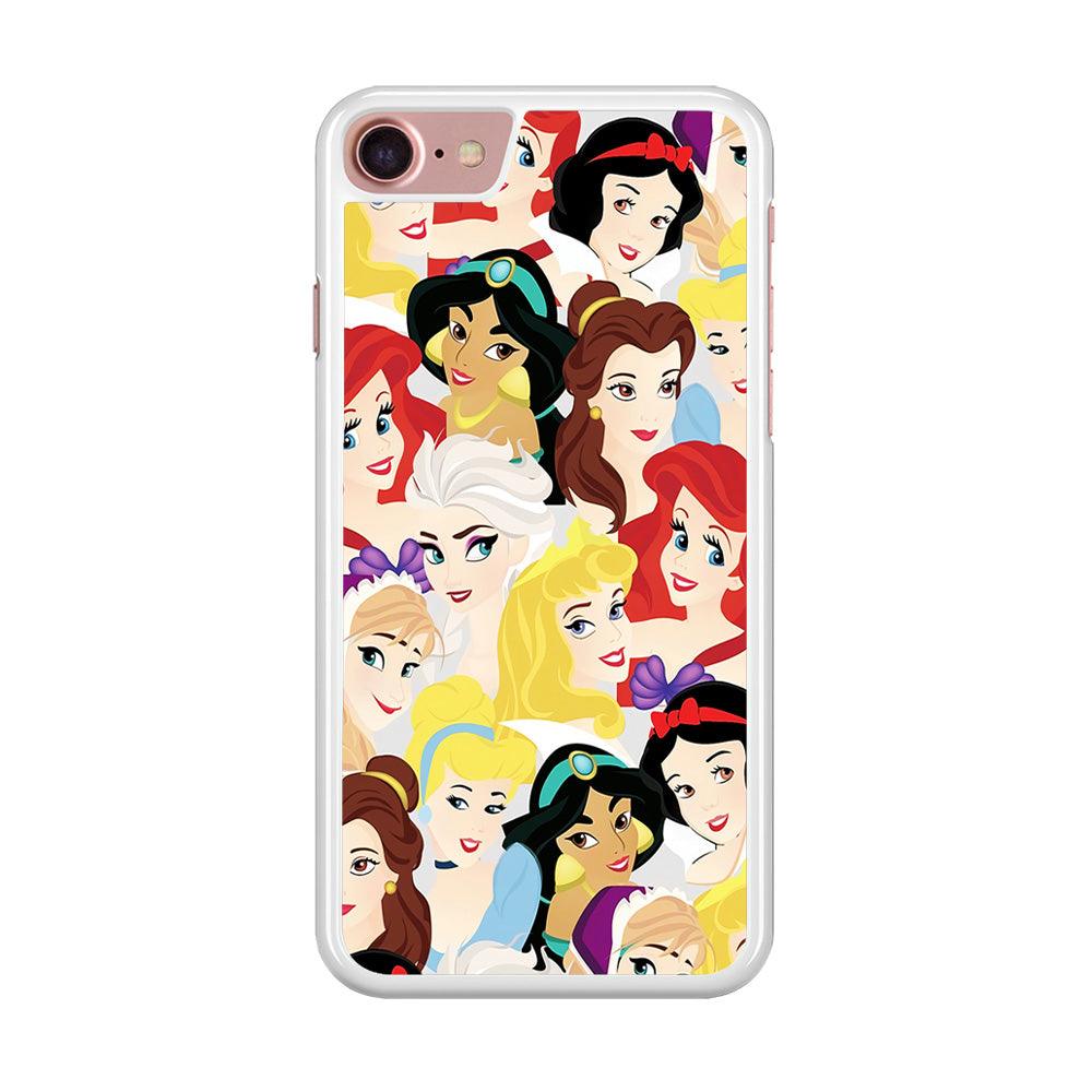 Disney Princess Collage iPhone 7 Case-Rubber / White (2D Case)-Xtracase