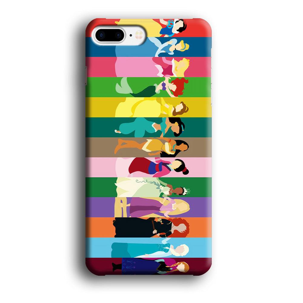 Disney Princess Colorful iPhone 8 Plus Case-Plastic / Full Wrap (3D Case)-Xtracase