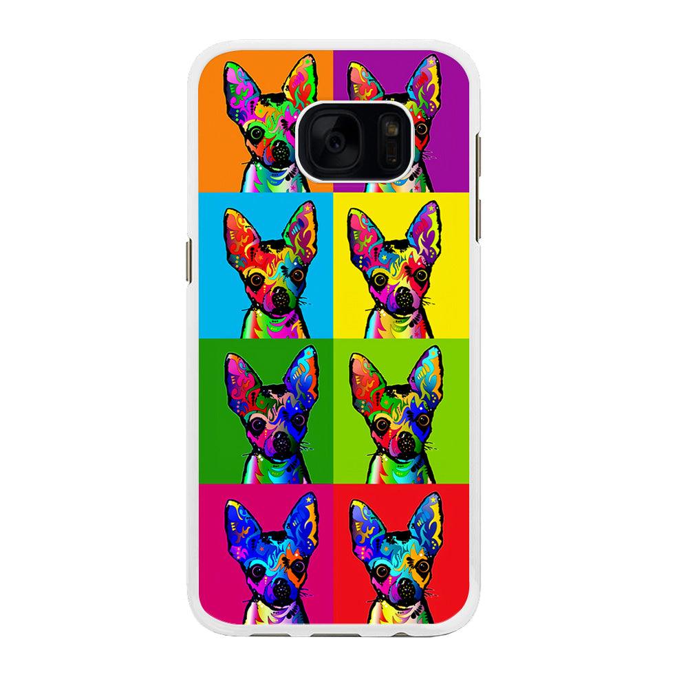 Dog Colorful Art Chihuahua Samsung Galaxy S7 Edge Case-Rubber / White (2D Case)-Xtracase