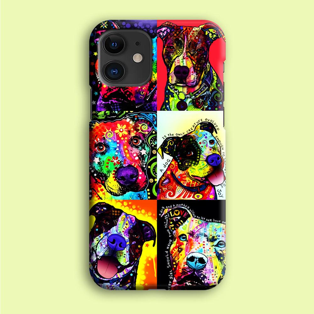 Dog Colorful Painting Collage iPhone 12 Mini Case-Plastic / Full Wrap (3D Case)-Xtracase