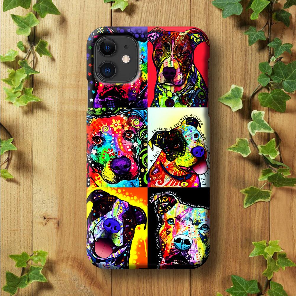 Dog Colorful Painting Collage iPhone 11 Case-Plastic / Full Wrap (3D Case)-Xtracase