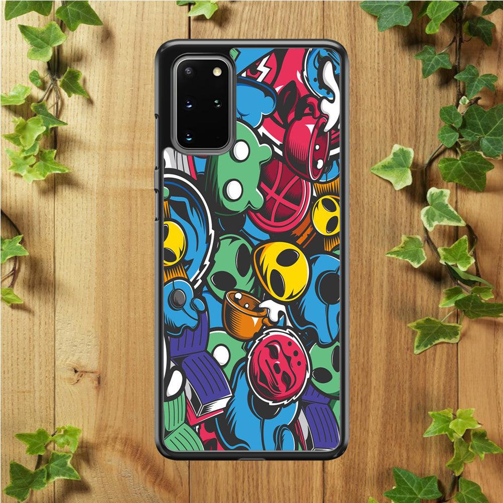 Doodle 001 Samsung Galaxy S20 Plus Case-Rubber / Black (2D Case)-Xtracase