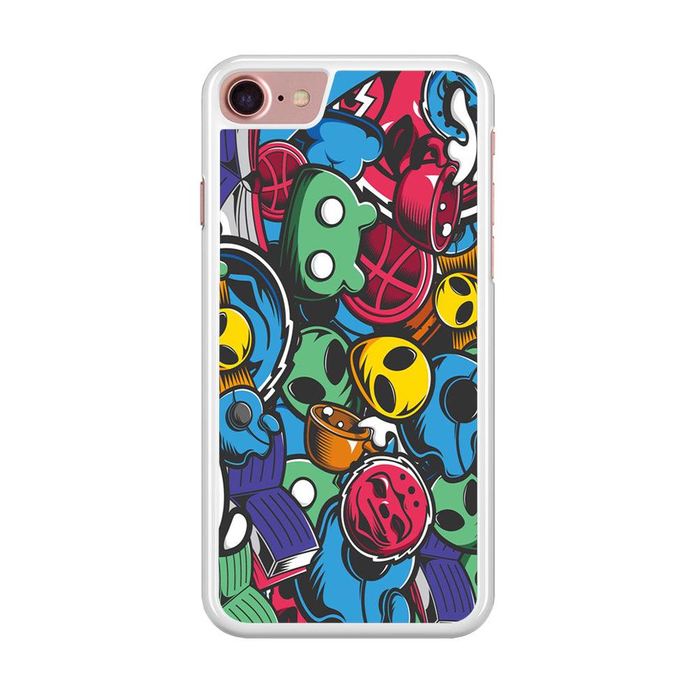 Doodle 001 iPhone SE 2020 Case-Rubber / White (2D Case)-Xtracase