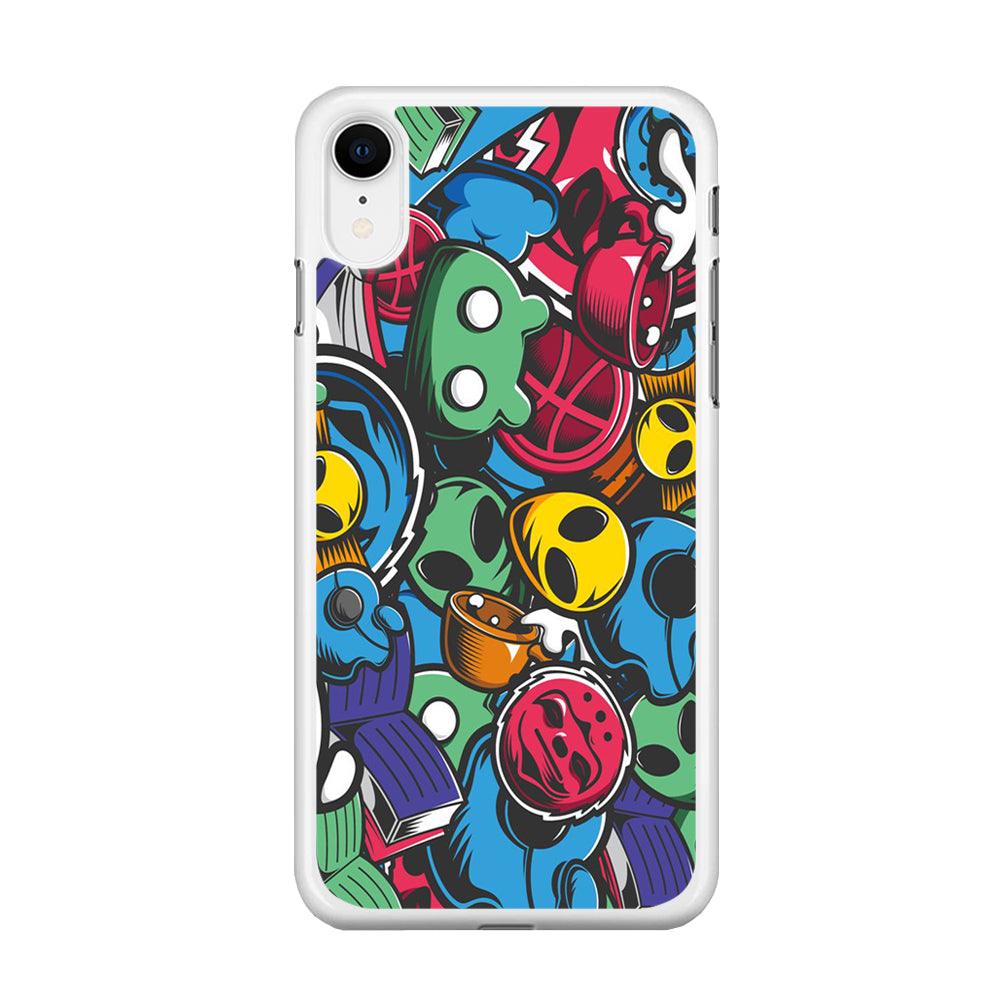 Doodle 001 iPhone XR Case-Rubber / White (2D Case)-Xtracase