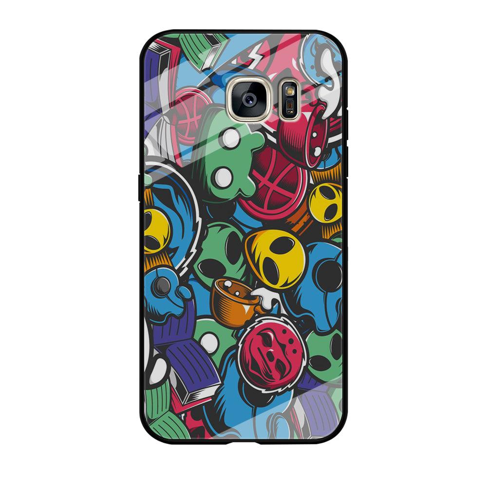 Doodle 001 Samsung Galaxy S7 Edge Case-Tempered Glass Case-Xtracase