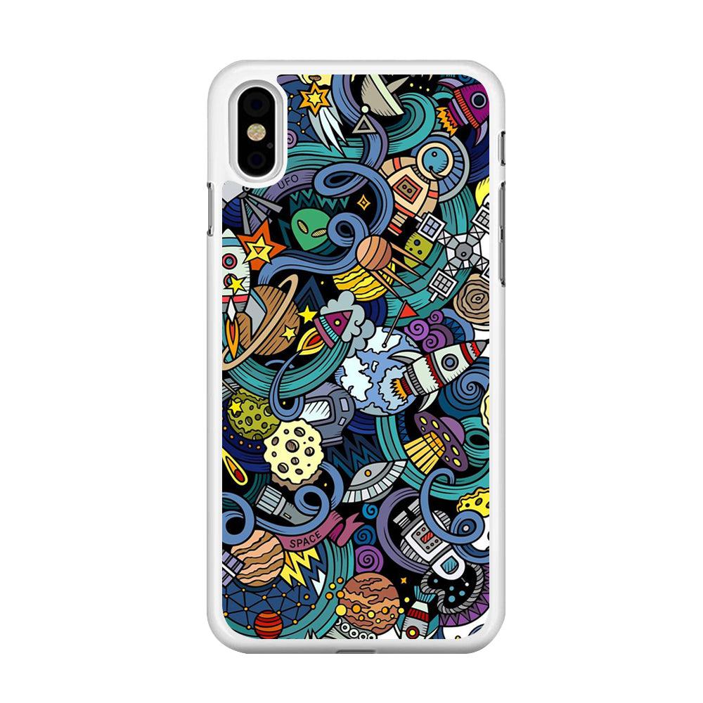 Doodle 002 iPhone Xs Max Case-Rubber / White (2D Case)-Xtracase