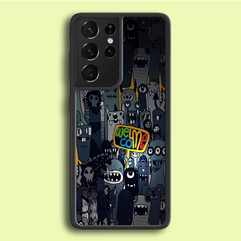 Doodle 003 Samsung Galaxy S21 Ultra Case-Rubber / White (2D Case)-Xtracase