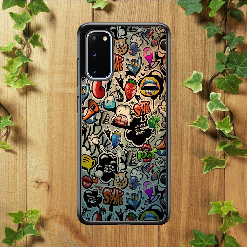 Doodle 004 Samsung Galaxy S20 Case-Rubber / Black (2D Case)-Xtracase