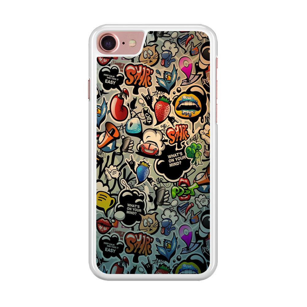 Doodle 004 iPhone 7 Case-Rubber / White (2D Case)-Xtracase