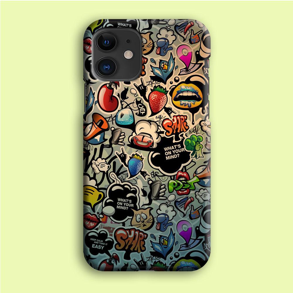 Doodle 004 iPhone 12 Mini Case-Plastic / Full Wrap (3D Case)-Xtracase