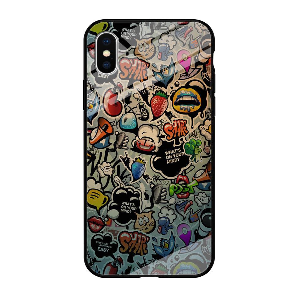 Doodle 004 iPhone X Case-Tempered Glass Case-Xtracase