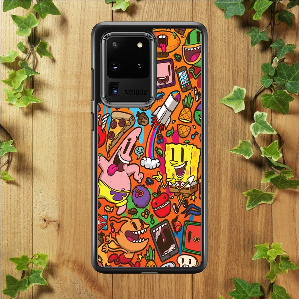 Doodle Art 005 Samsung Galaxy S20 Ultra Case-Rubber / White (2D Case)-Xtracase