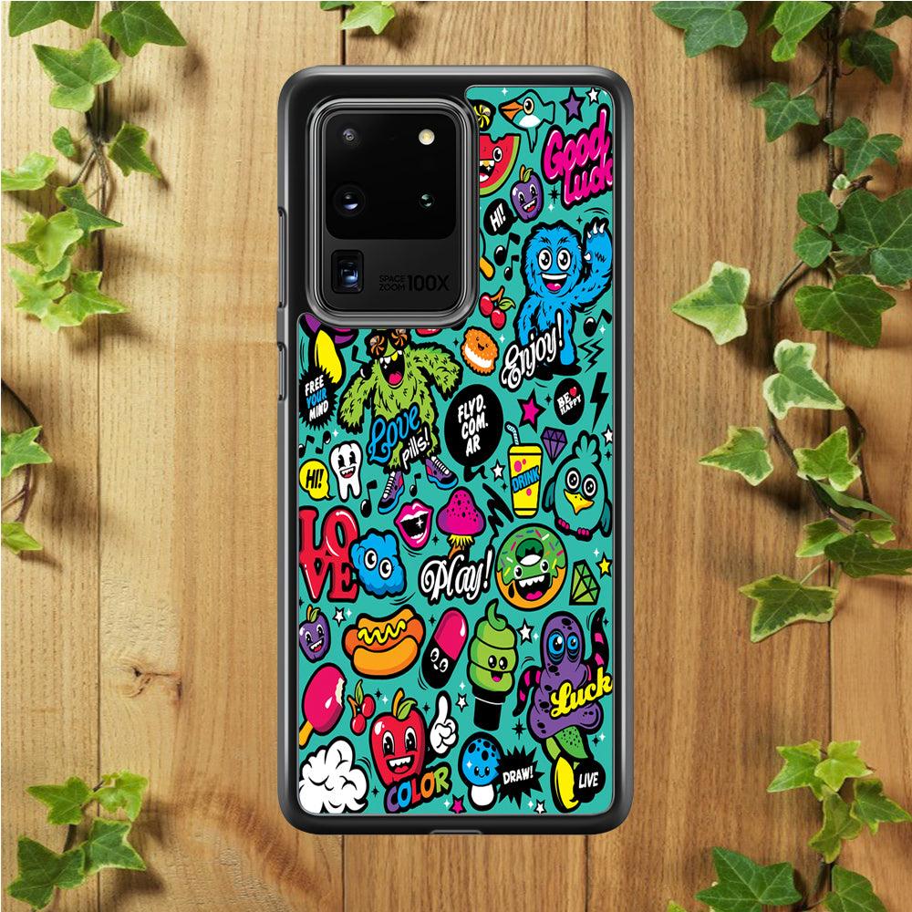 Doodle Art 007 Samsung Galaxy S20 Ultra Case-Plastic / Full Wrap (3D Case)-Xtracase