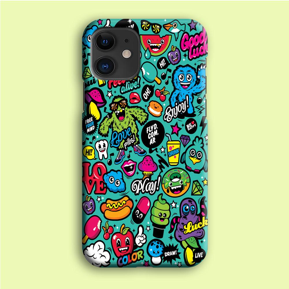 Doodle Art 007 iPhone 12 Mini Case-Plastic / Full Wrap (3D Case)-Xtracase