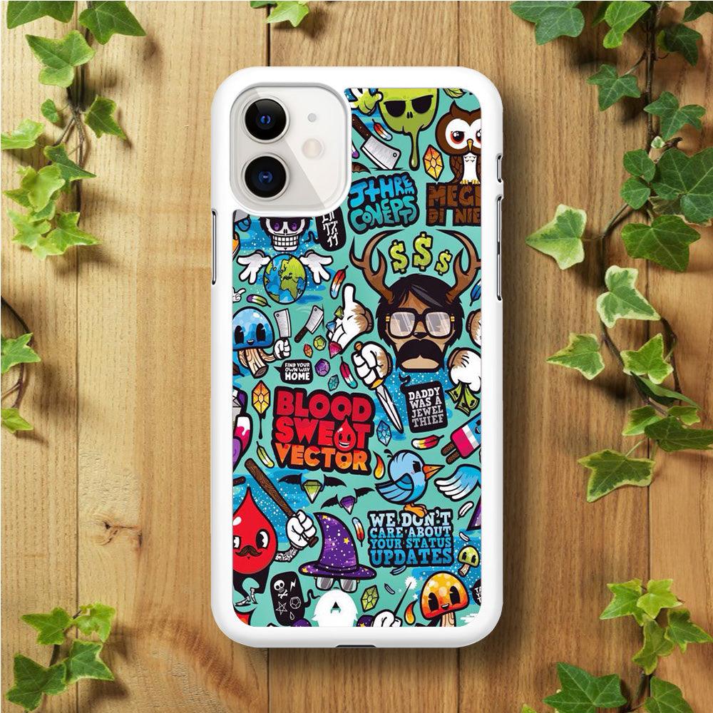 Doodle Art 013 iPhone 11 Case-Rubber / White (2D Case)-Xtracase