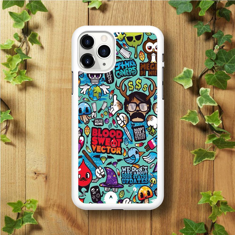 Doodle Art 013 iPhone 11 Pro Max Case-Rubber / White (2D Case)-Xtracase