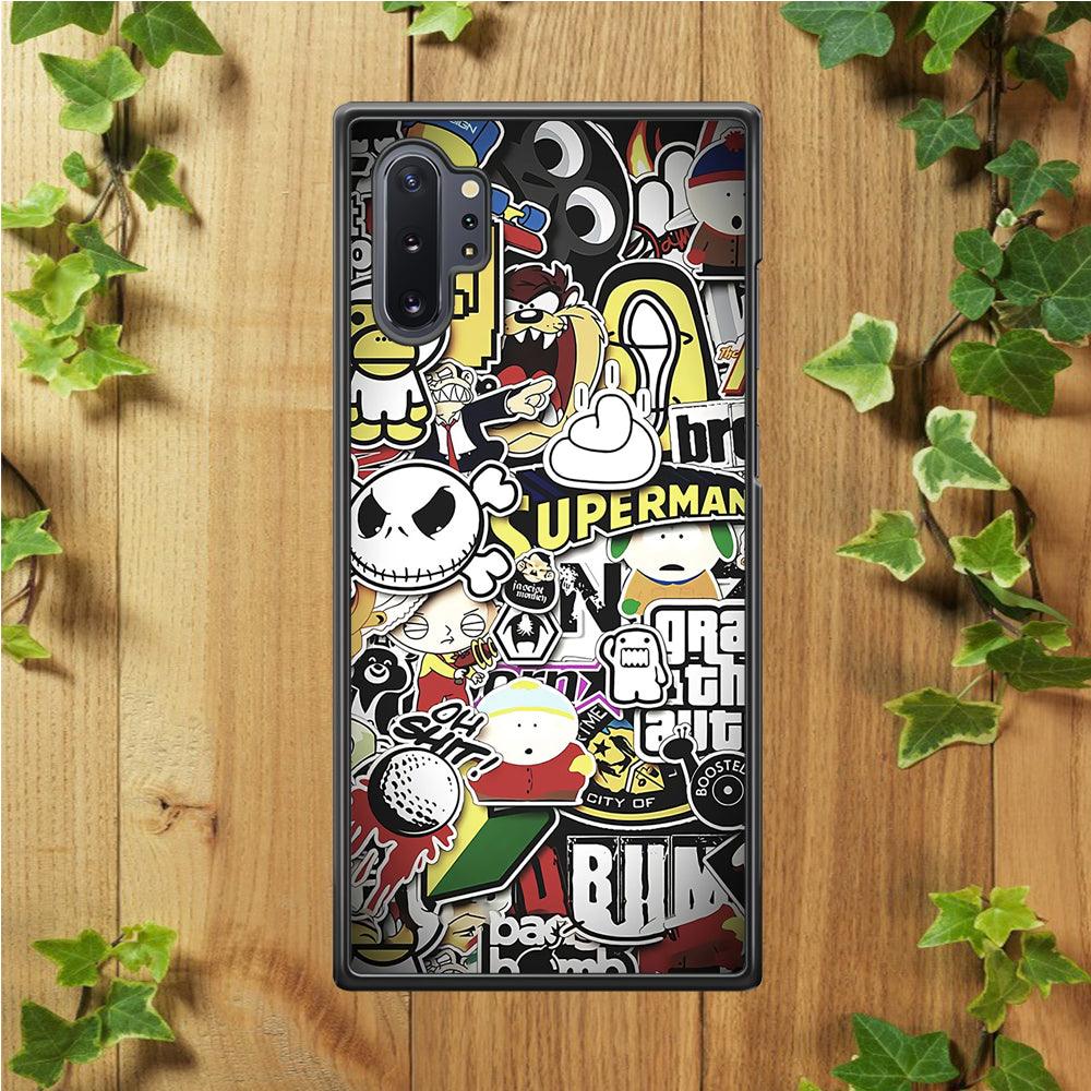 Doodle Art 014 Samsung Galaxy Note 10 Plus Case-Rubber / White (2D Case)-Xtracase
