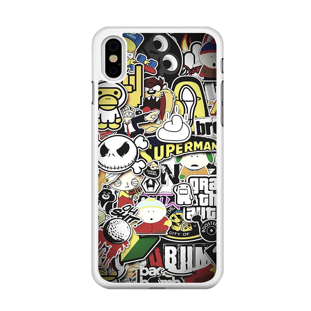 Doodle Art 014 iPhone X Case-Rubber / White (2D Case)-Xtracase