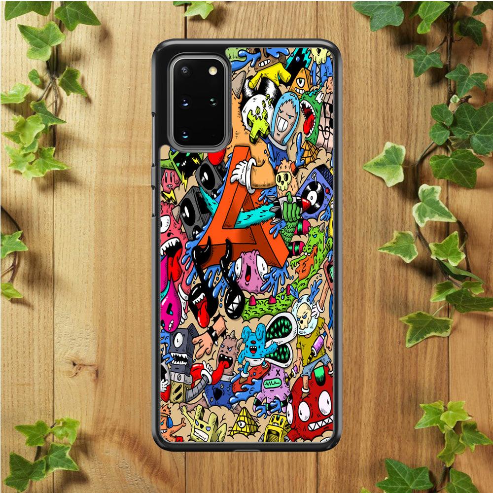 Doodle Art Unique Monsters Samsung Galaxy S20 Plus Case-Rubber / White (2D Case)-Xtracase