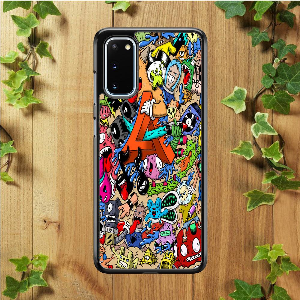 Doodle Art Unique Monsters Samsung Galaxy S20 Case-Rubber / Black (2D Case)-Xtracase
