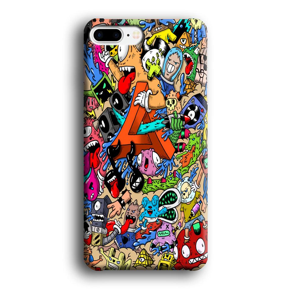 Doodle Art Unique Monsters iPhone 8 Plus Case-Plastic / Full Wrap (3D Case)-Xtracase