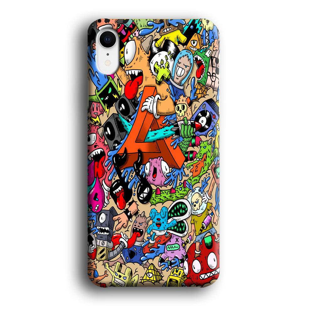 Doodle Art Unique Monsters iPhone XR Case-Plastic / Full Wrap (3D Case)-Xtracase