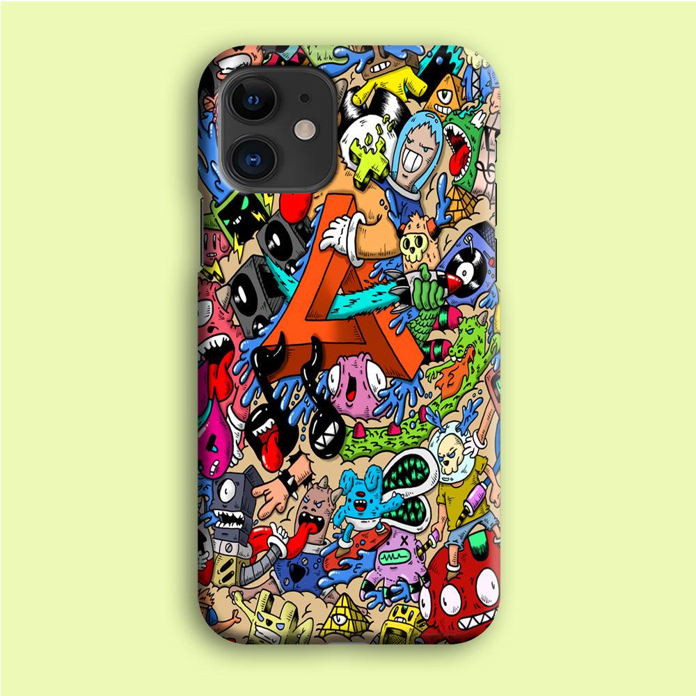 Doodle Art Unique Monsters Team iPhone 12 Case-Plastic / Full Wrap (3D Case)-Xtracase
