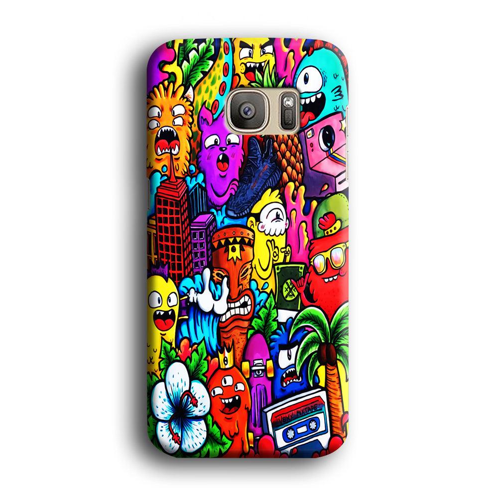 Doodle Cute Monsters Samsung Galaxy S7 Edge Case-Plastic / Full Wrap (3D Case)-Xtracase
