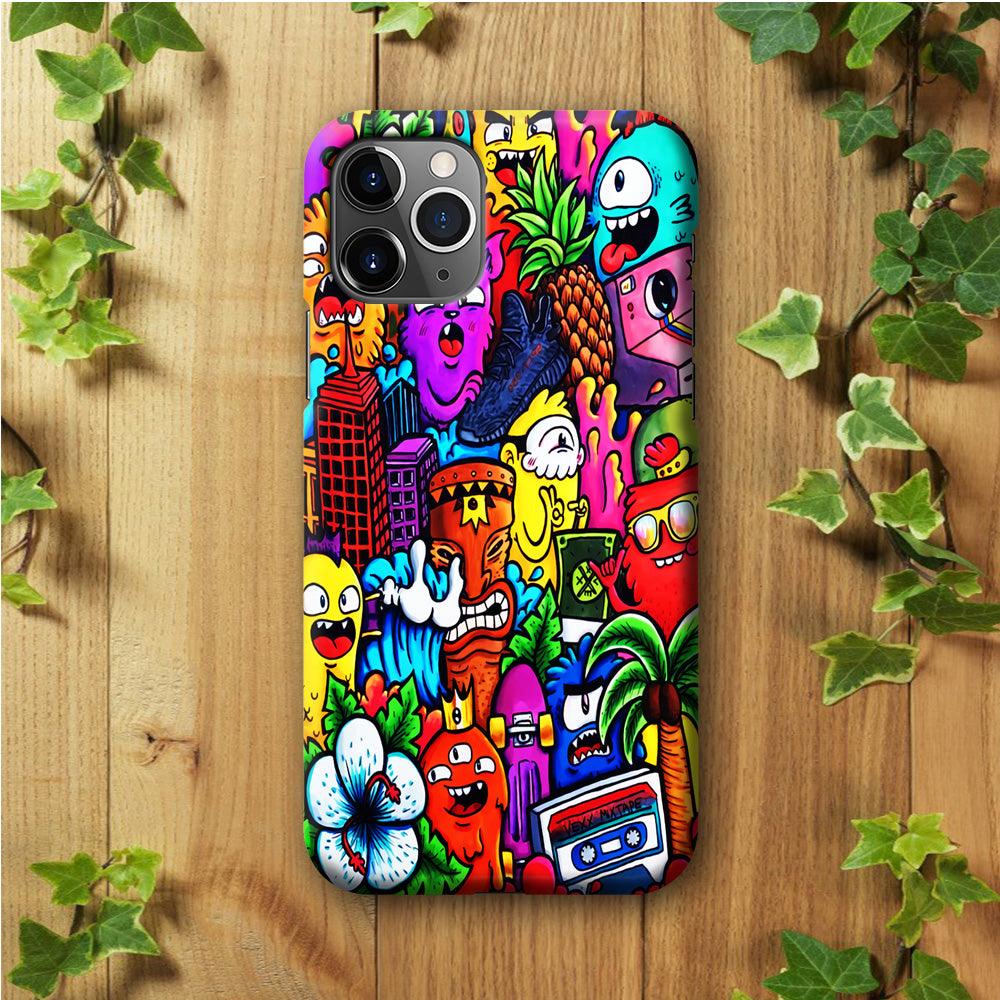 Doodle Cute Monsters iPhone 11 Pro Case-Plastic / Full Wrap (3D Case)-Xtracase